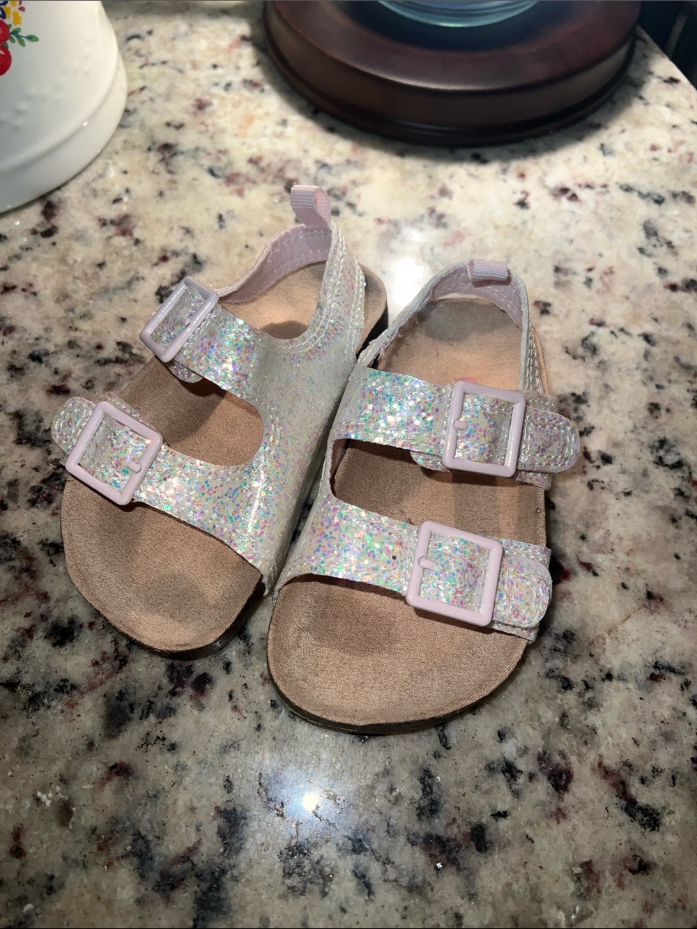 OshKosh B'gosh Iridescent Glitter Pink Buckle Sandals